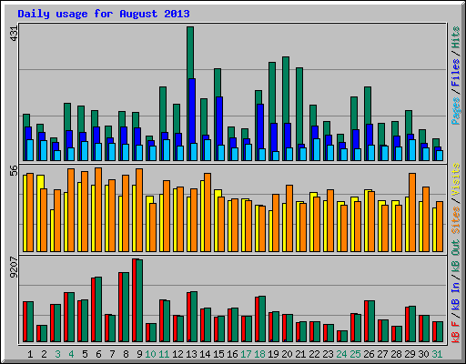 Daily usage for August 2013