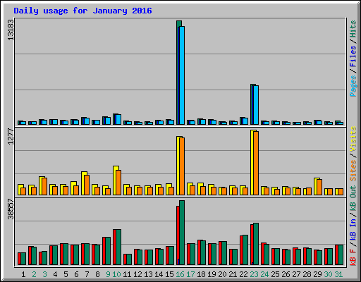 Daily usage for January 2016