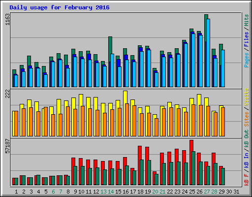Daily usage for February 2016