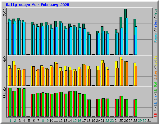 Daily usage for February 2025