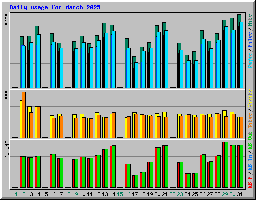 Daily usage for March 2025