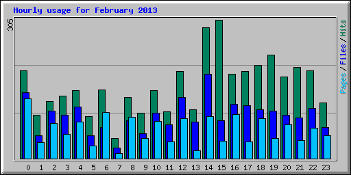 Hourly usage for February 2013