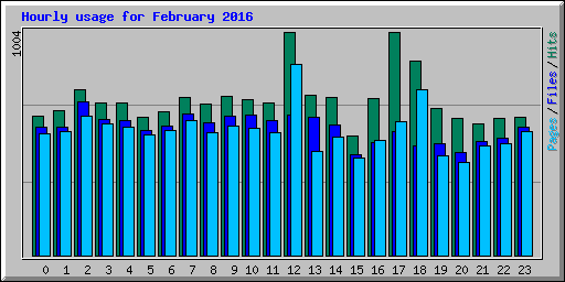 Hourly usage for February 2016