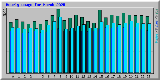 Hourly usage for March 2025